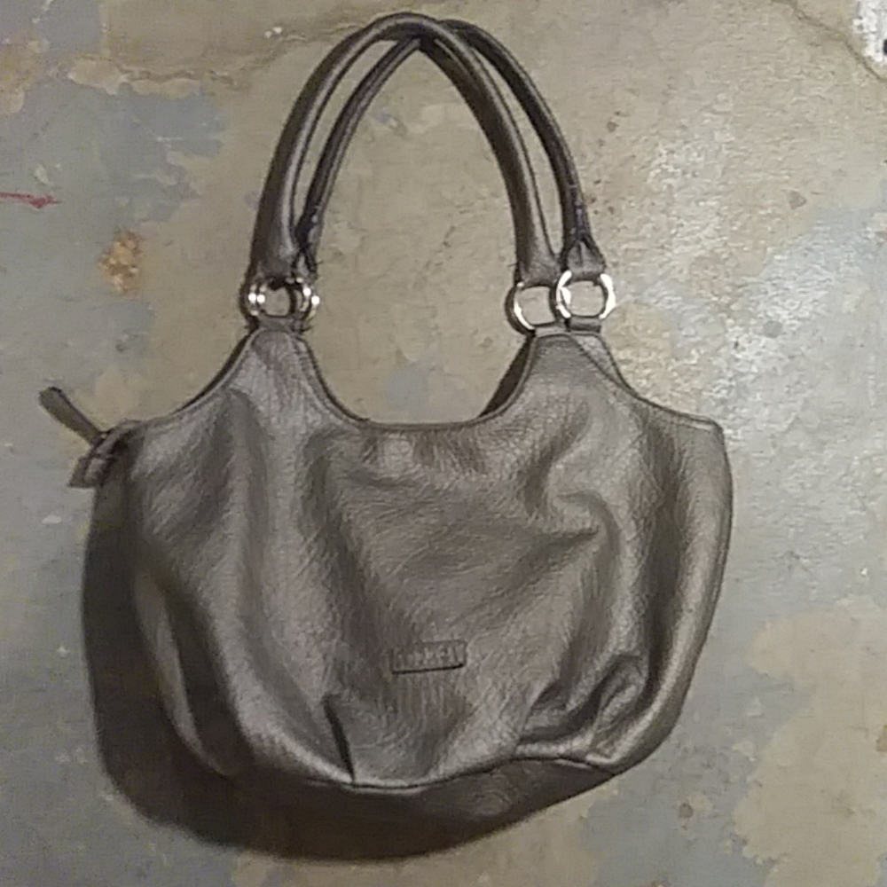 Strada silver leather hobo bag